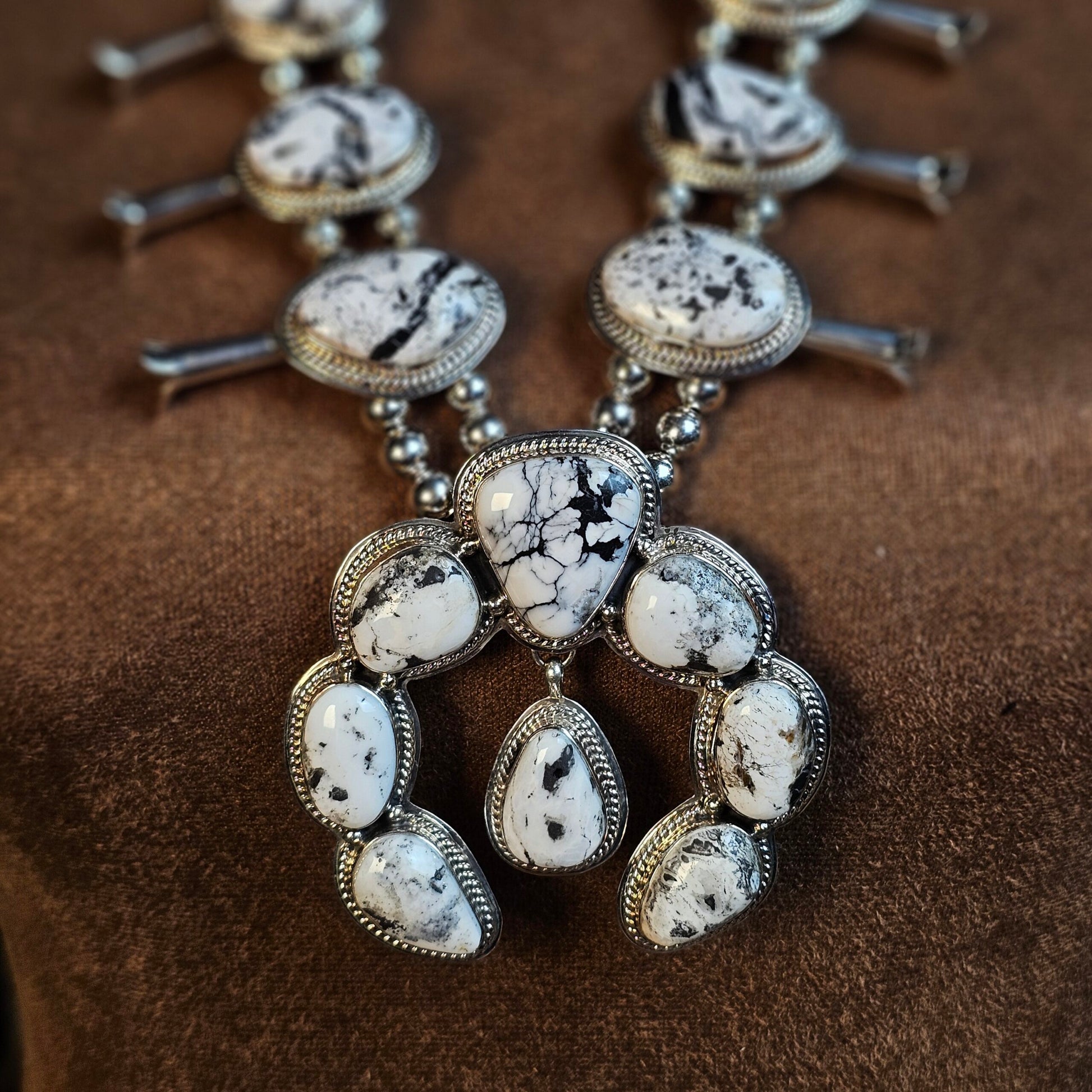 White Buffalo Squash Blossom Necklace