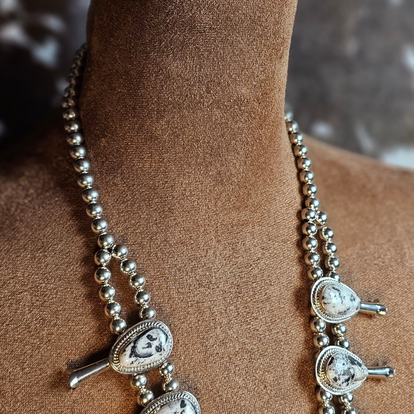 White Buffalo Squash Blossom Necklace