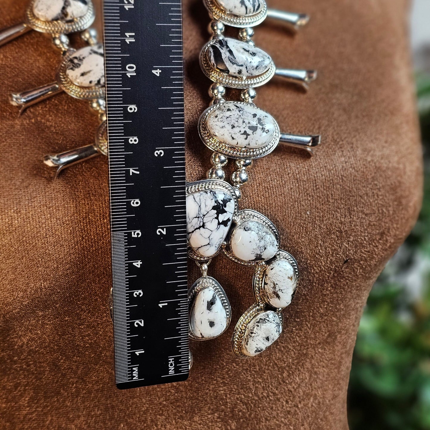 White Buffalo Squash Blossom Necklace