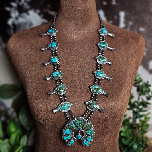 Sierra Nevada Turquoise Squash Blossom Necklace