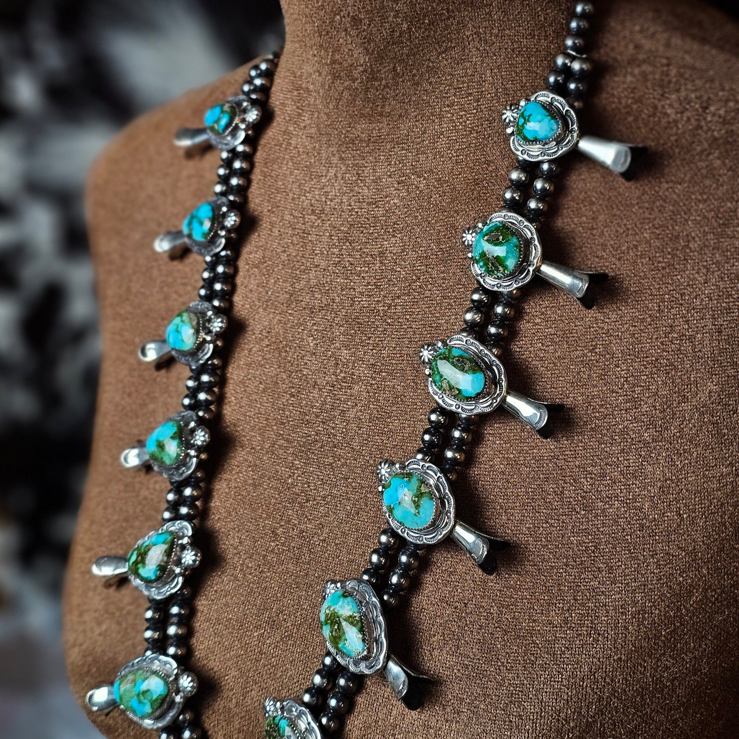Sierra Nevada Turquoise Squash Blossom Necklace