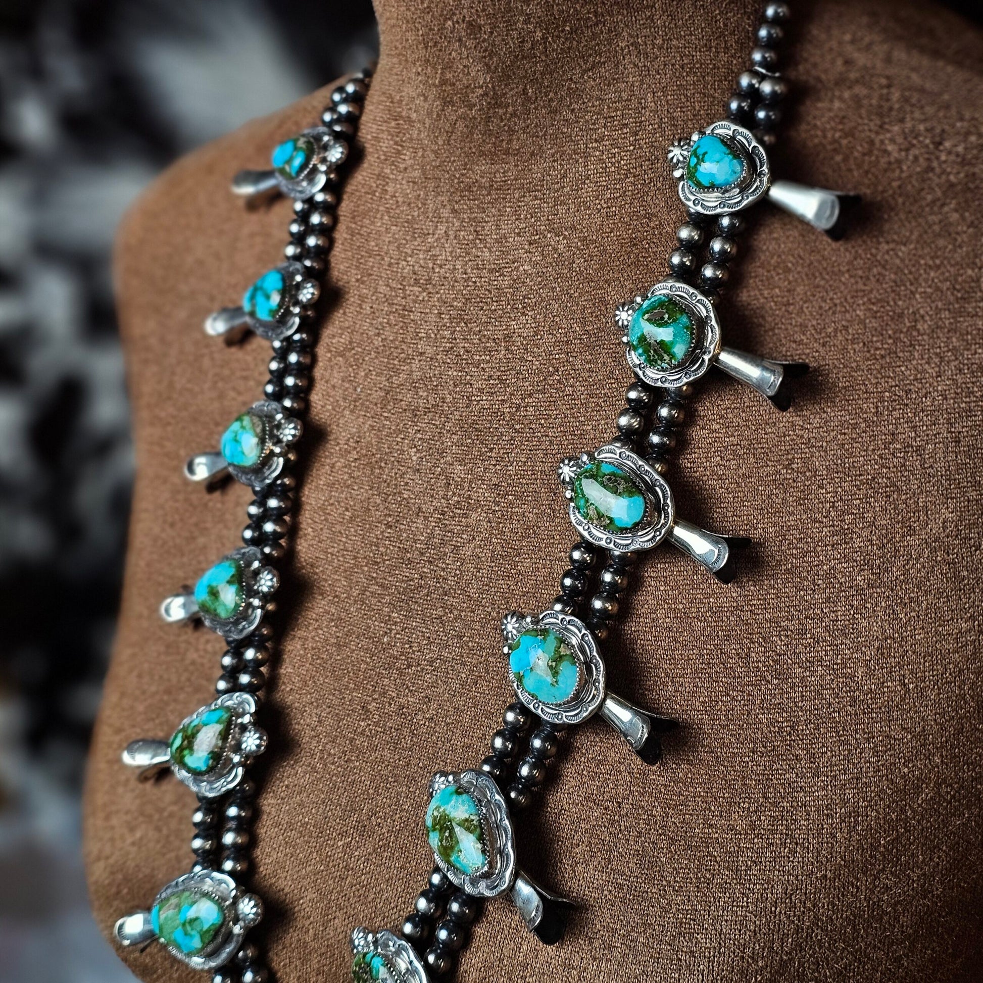 Sierra Nevada Turquoise Squash Blossom Necklace