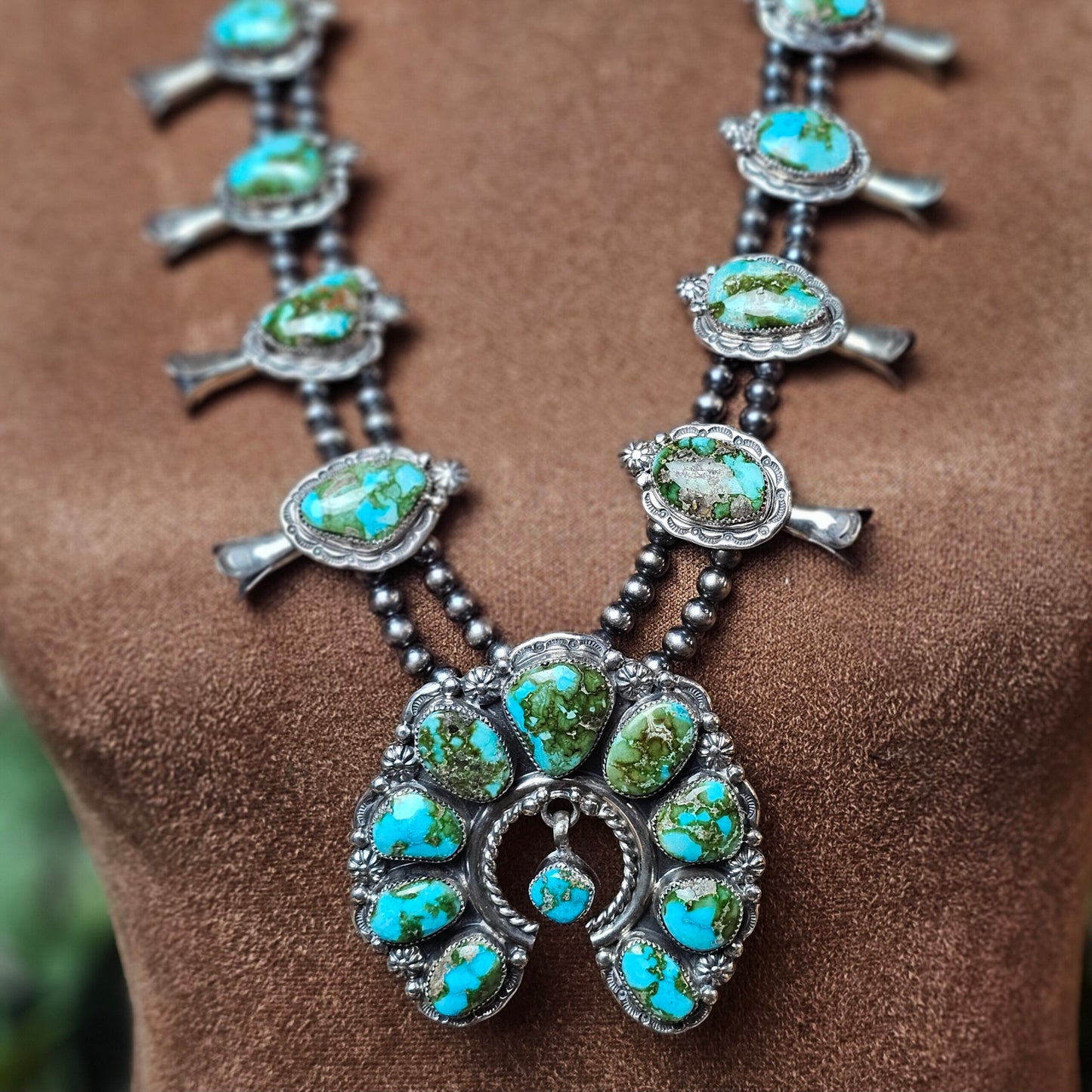 Sierra Nevada Turquoise Squash Blossom Necklace