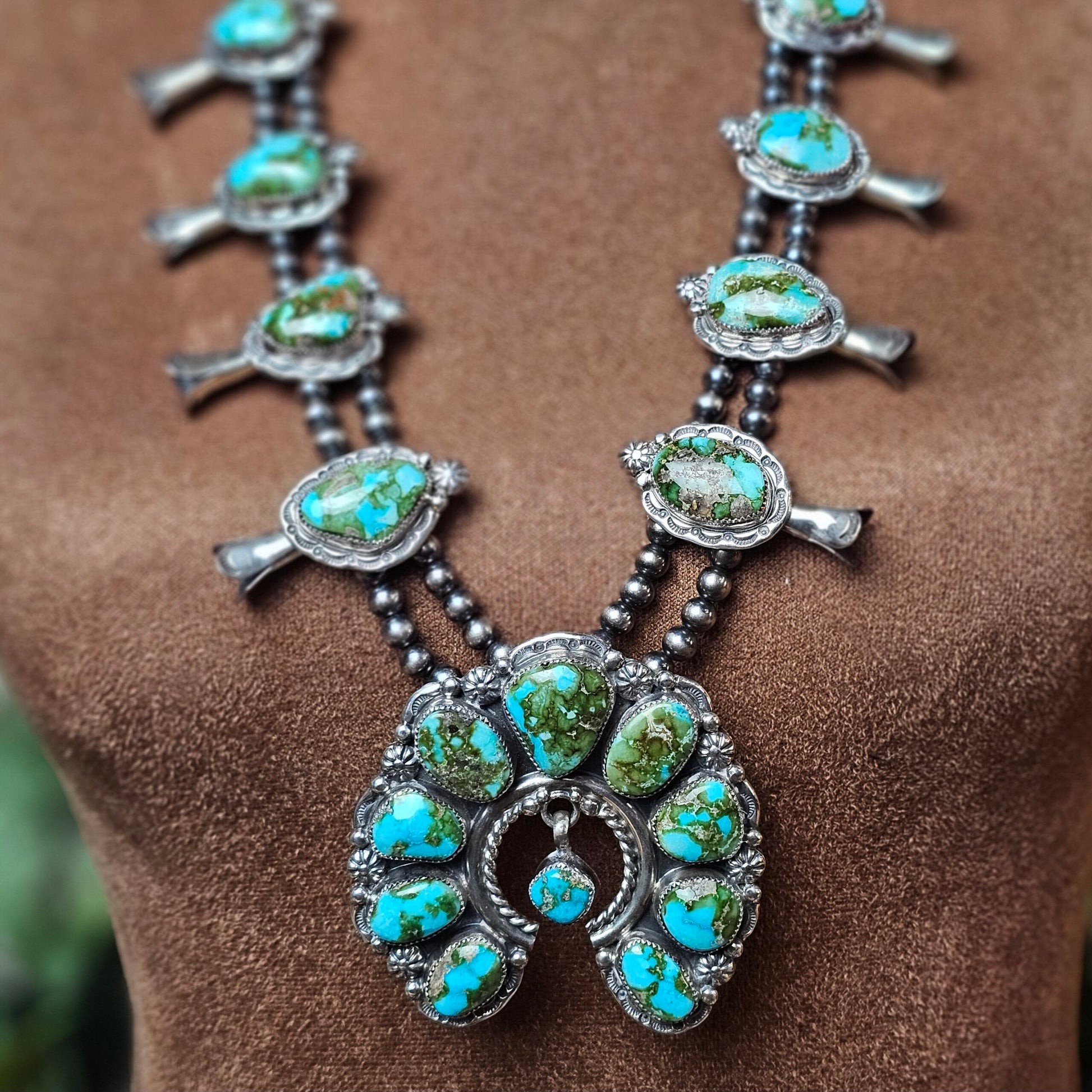 Sierra Nevada Turquoise Squash Blossom Necklace