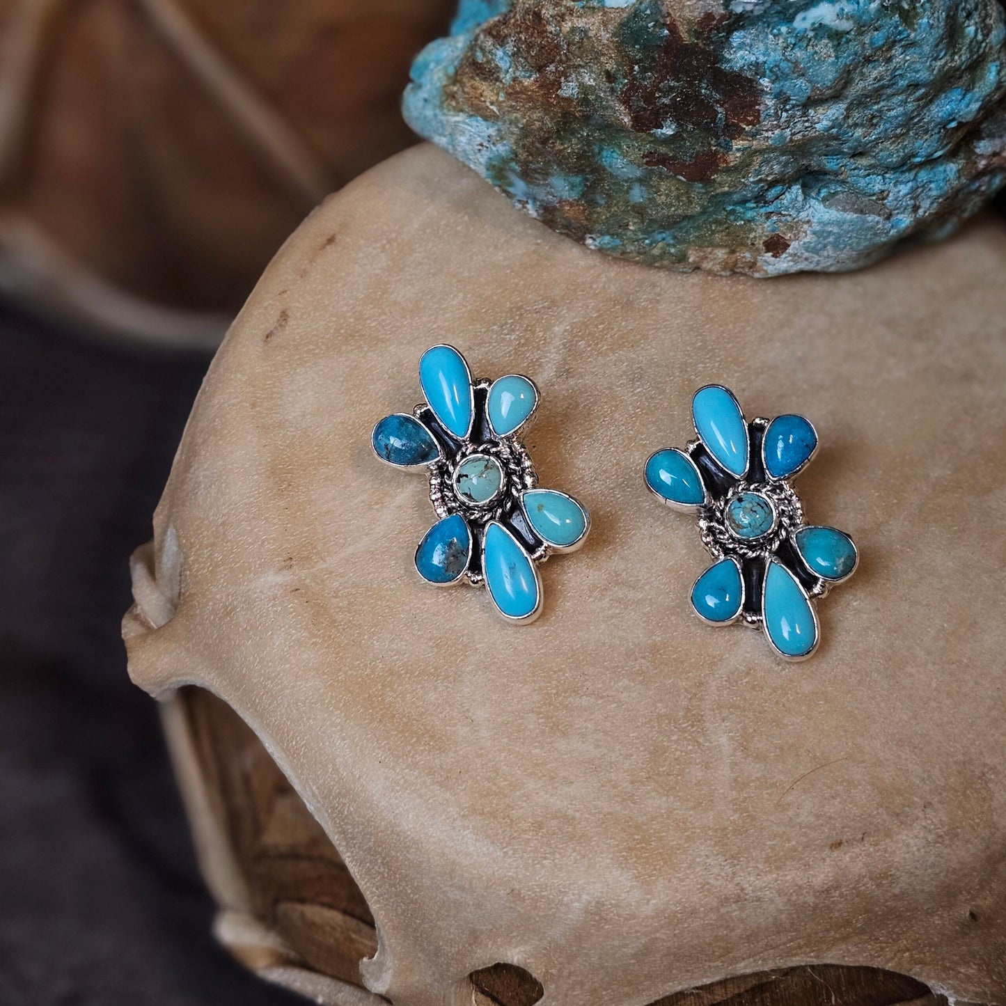 Kingman Turquoise Earrings w/ Sonoran Turquoise