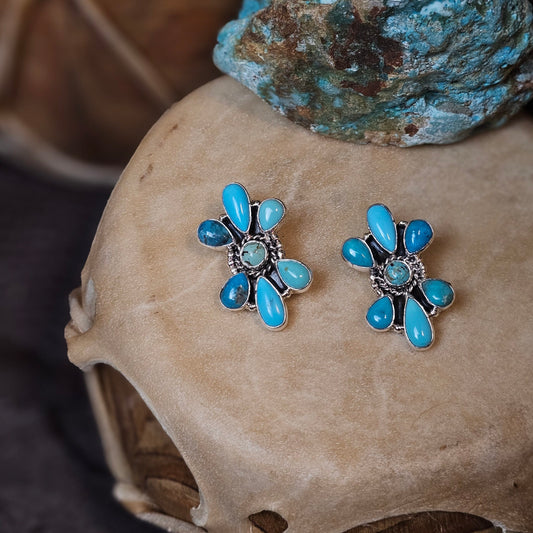 Kingman Turquoise Earrings w/ Sonoran Turquoise