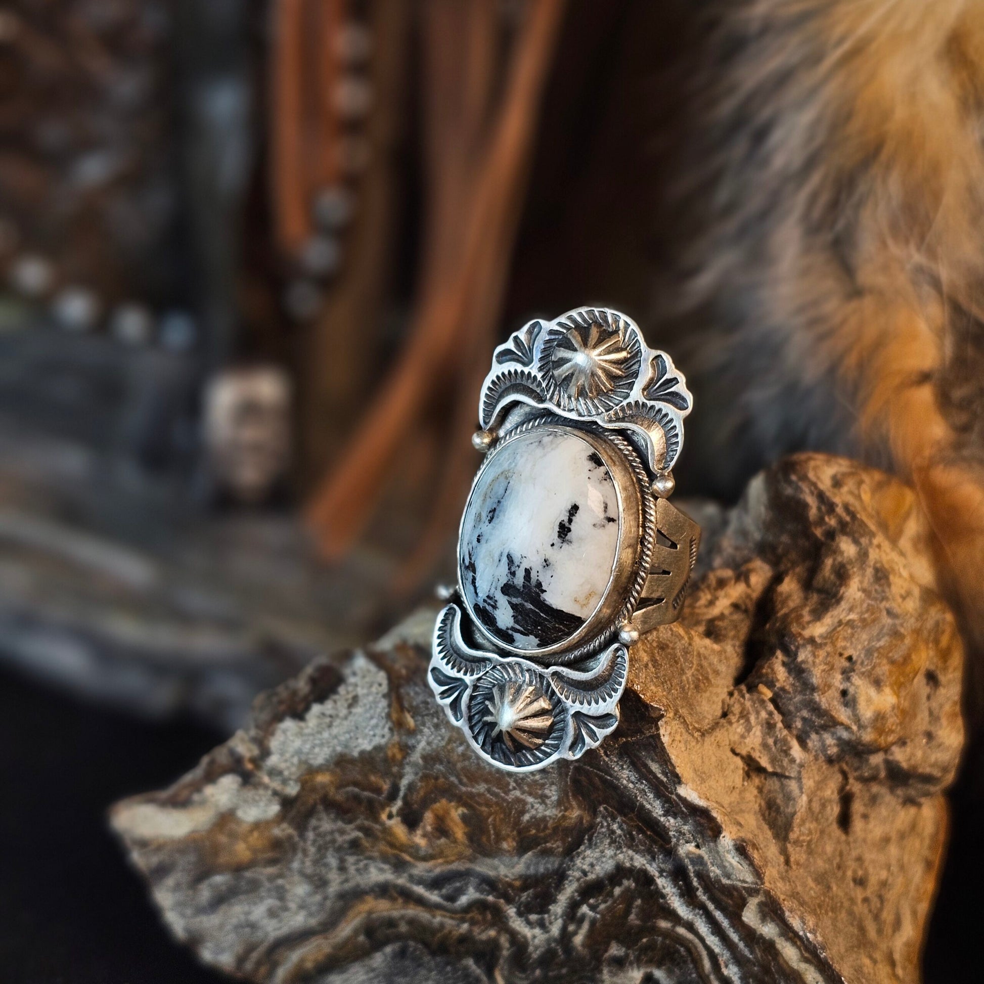 White Buffalo Ring - Size 7.5