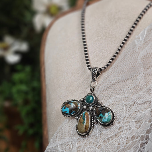 Dakota Sky Stone Exclusive Necklace w/ Boulder, Pilot Mountain, and Sunnyside Turquoise