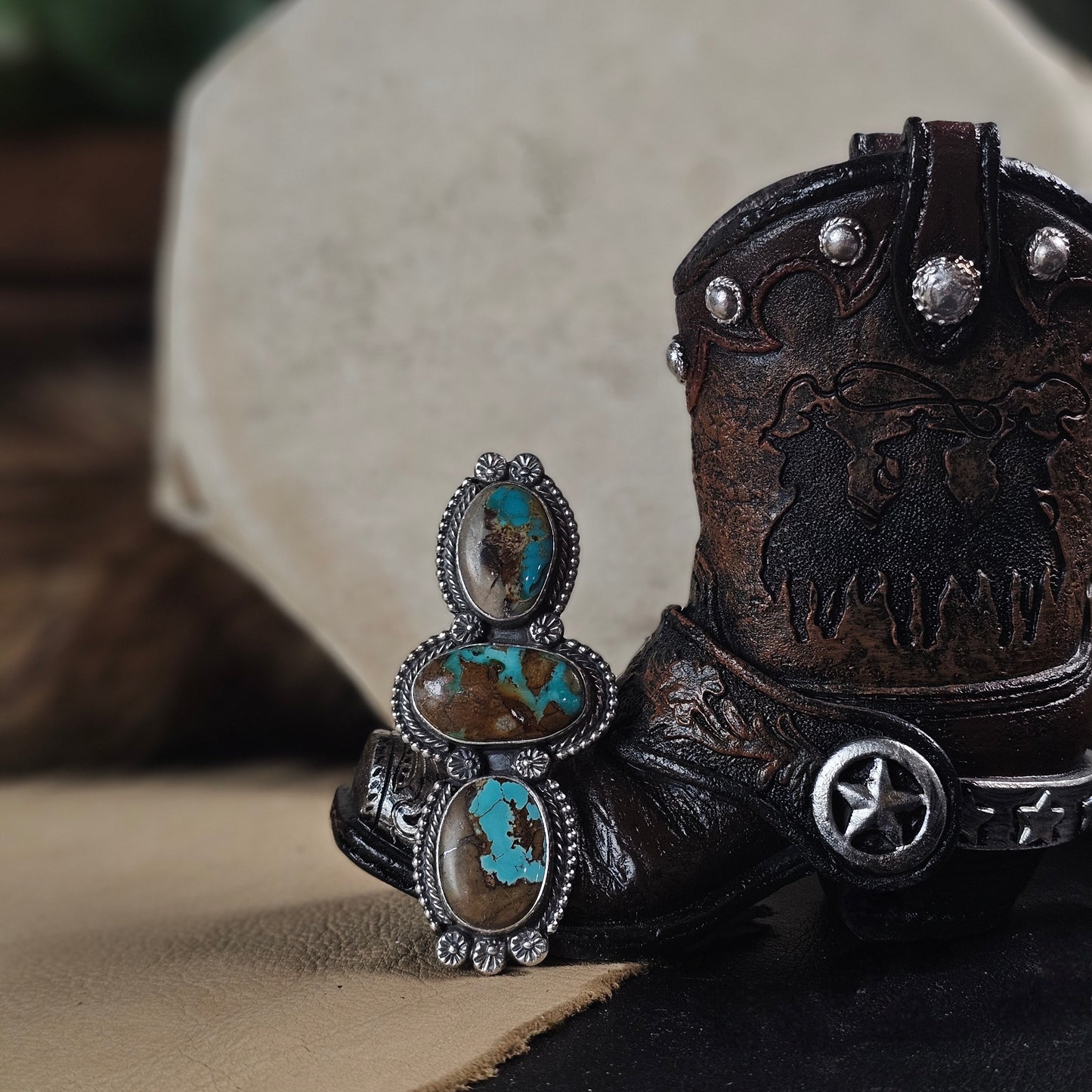 Adjustable Boulder Turquoise Ring