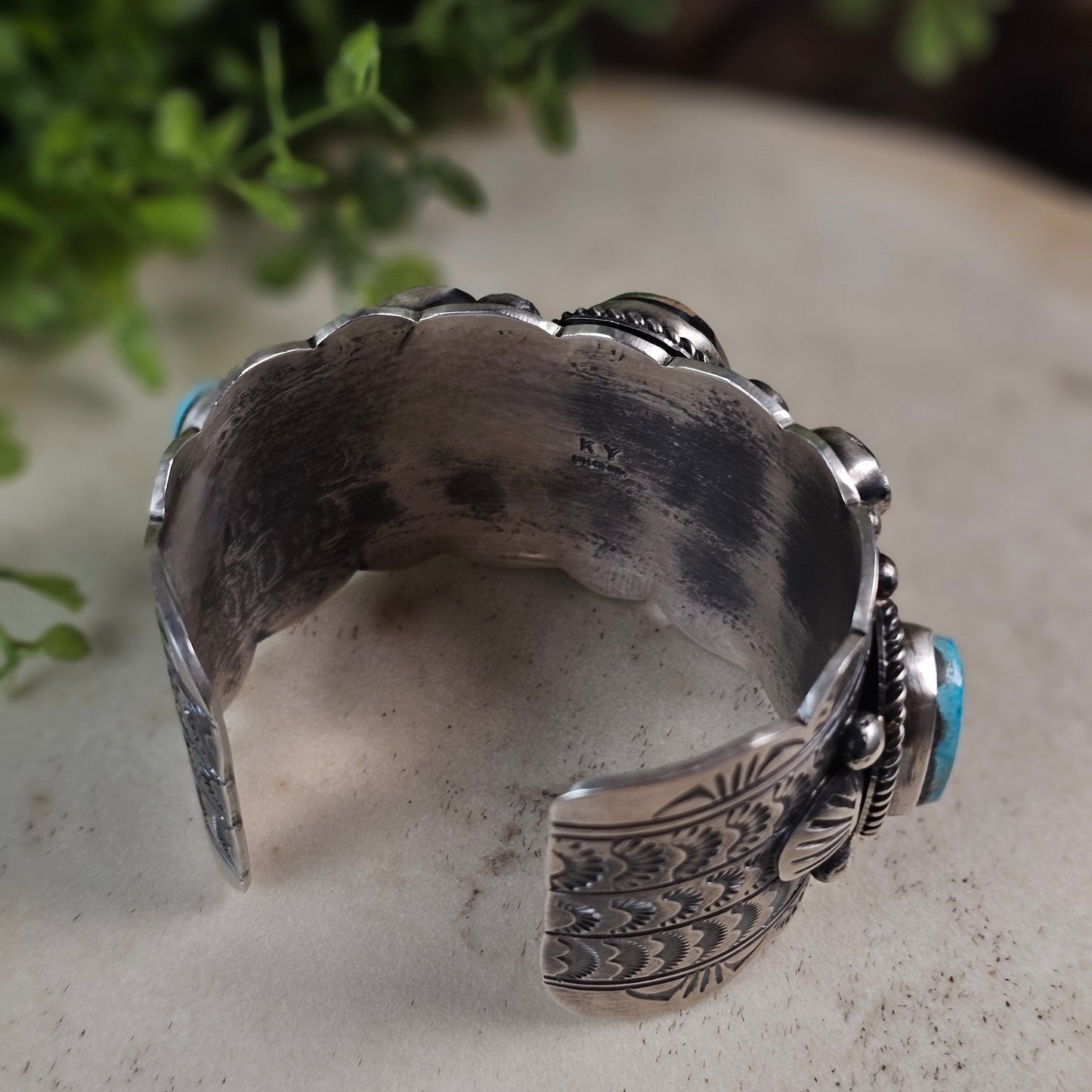 Royston Turquoise Bracelet w/ Kingman Turquoise and Peridot