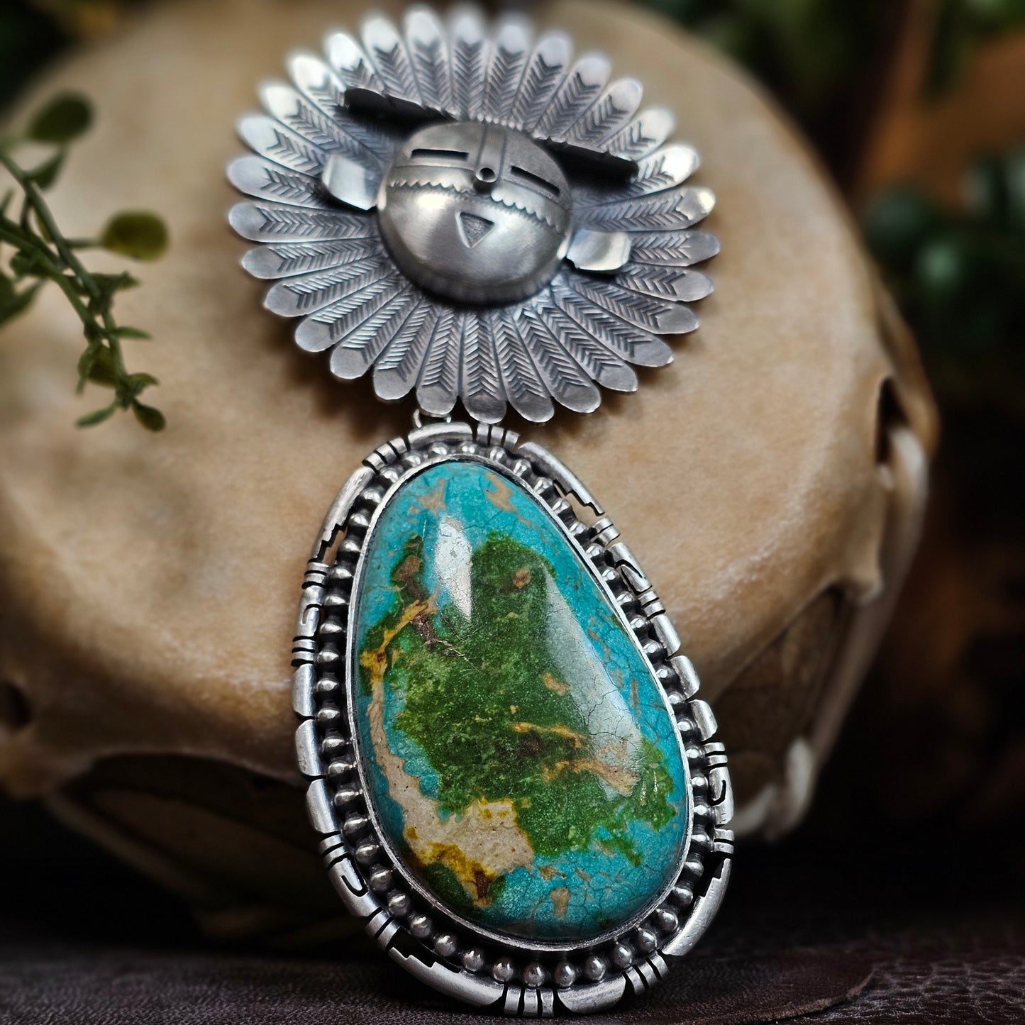 Sierra Nevada Turquoise Necklace w/ Sunface Kachina