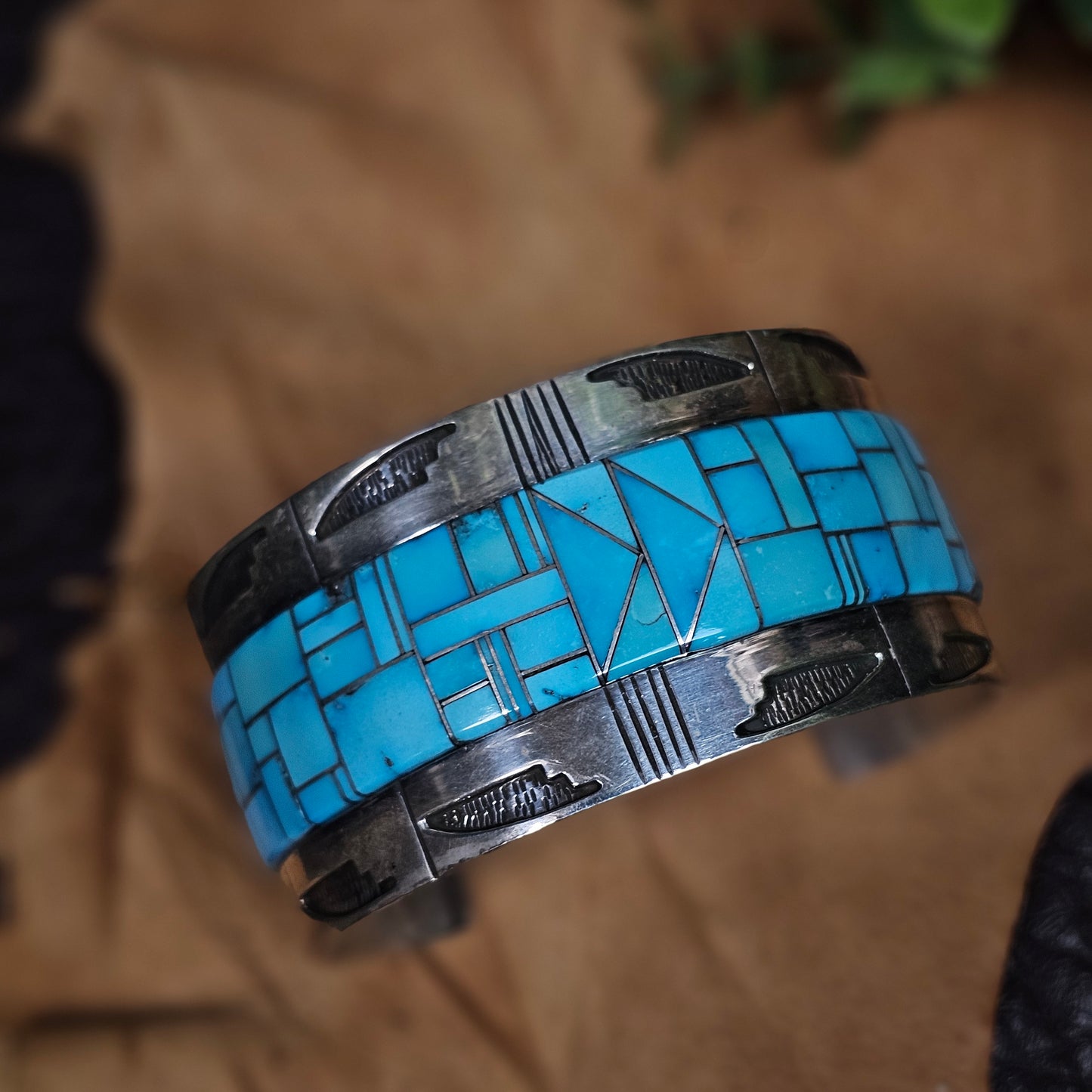 Zuni Bracelet w/ Kingman Turquoise Inlay