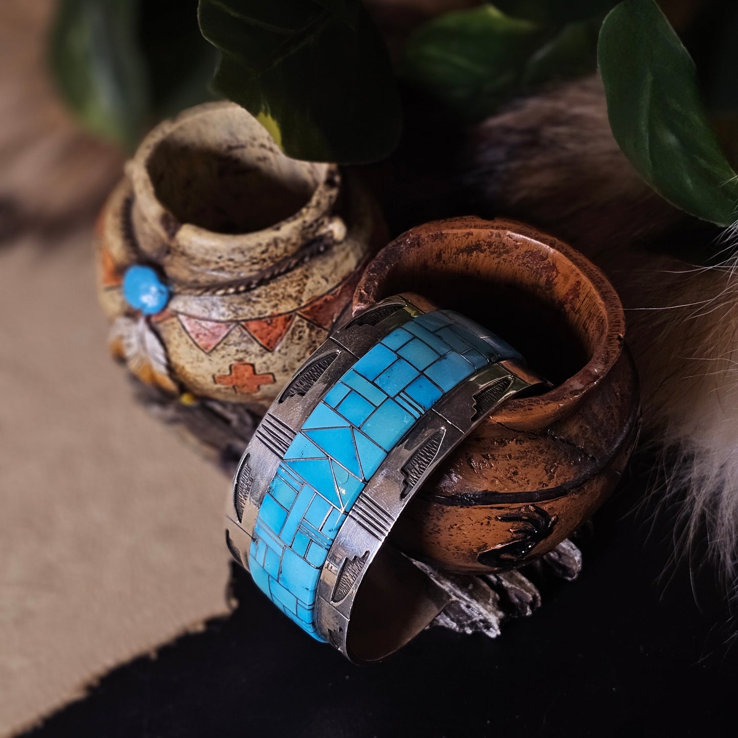 Zuni Bracelet w/ Kingman Turquoise Inlay