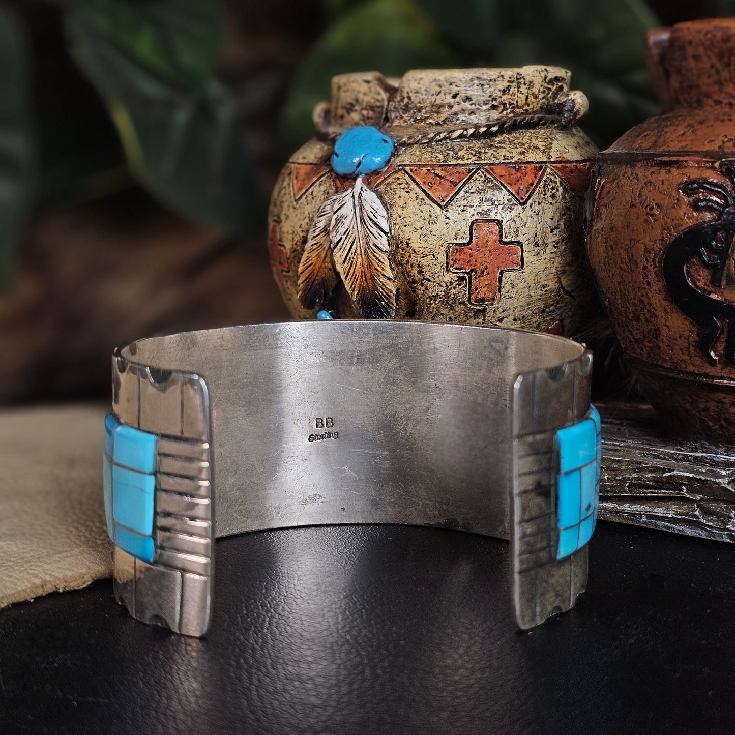 Zuni Bracelet w/ Kingman Turquoise Inlay