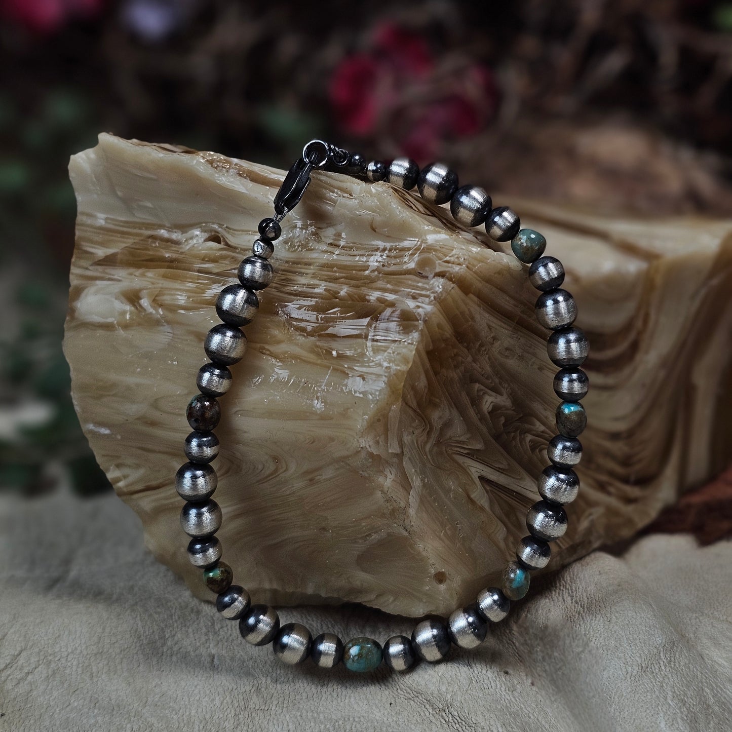 Navajo Pearl Bracelet w/ Royston Turquoise