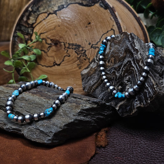 Navajo Pearl Bracelet w/ Kingman Turquoise - Various Styles