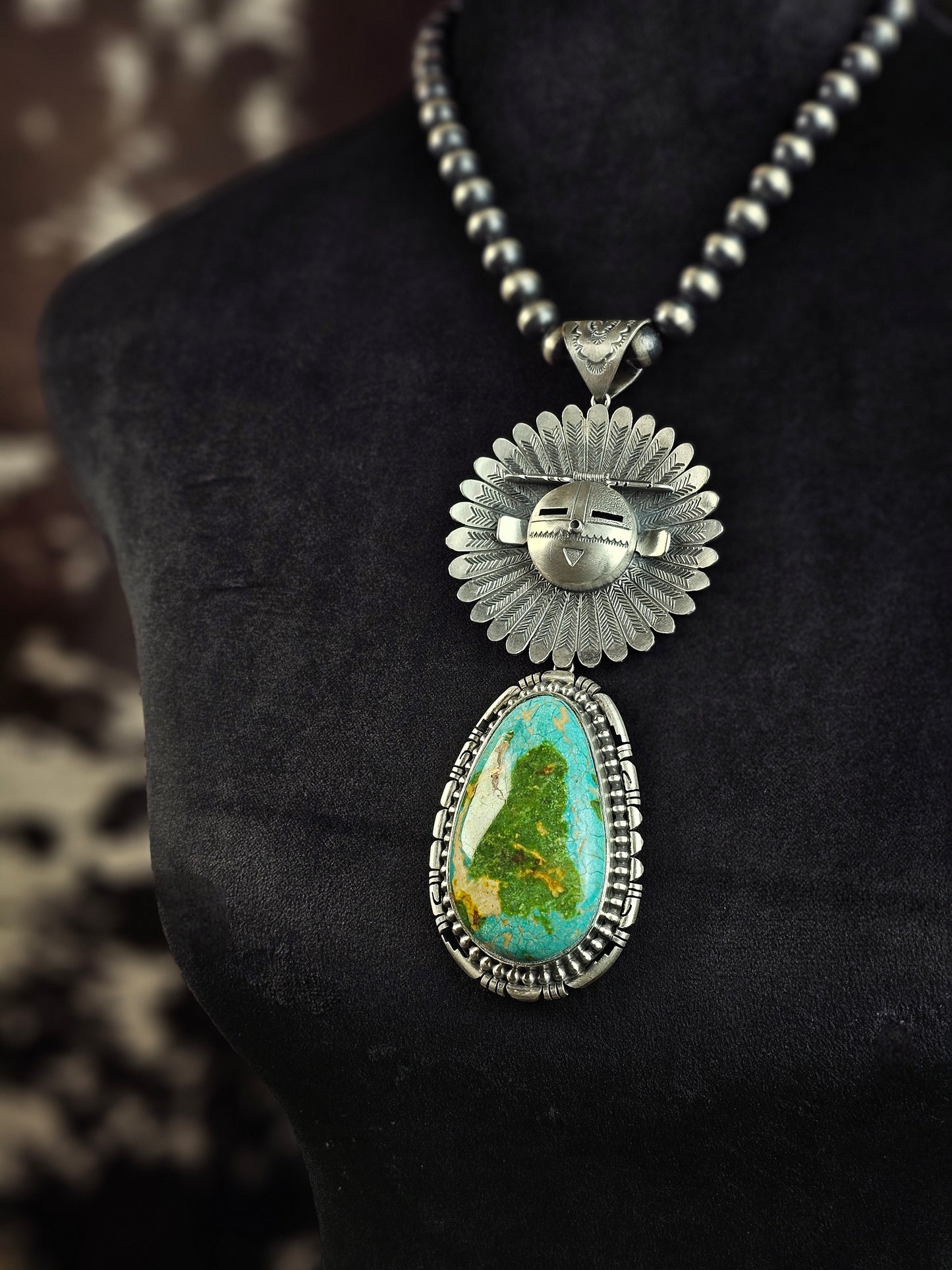 Sierra Nevada Turquoise Necklace w/ Sunface Kachina