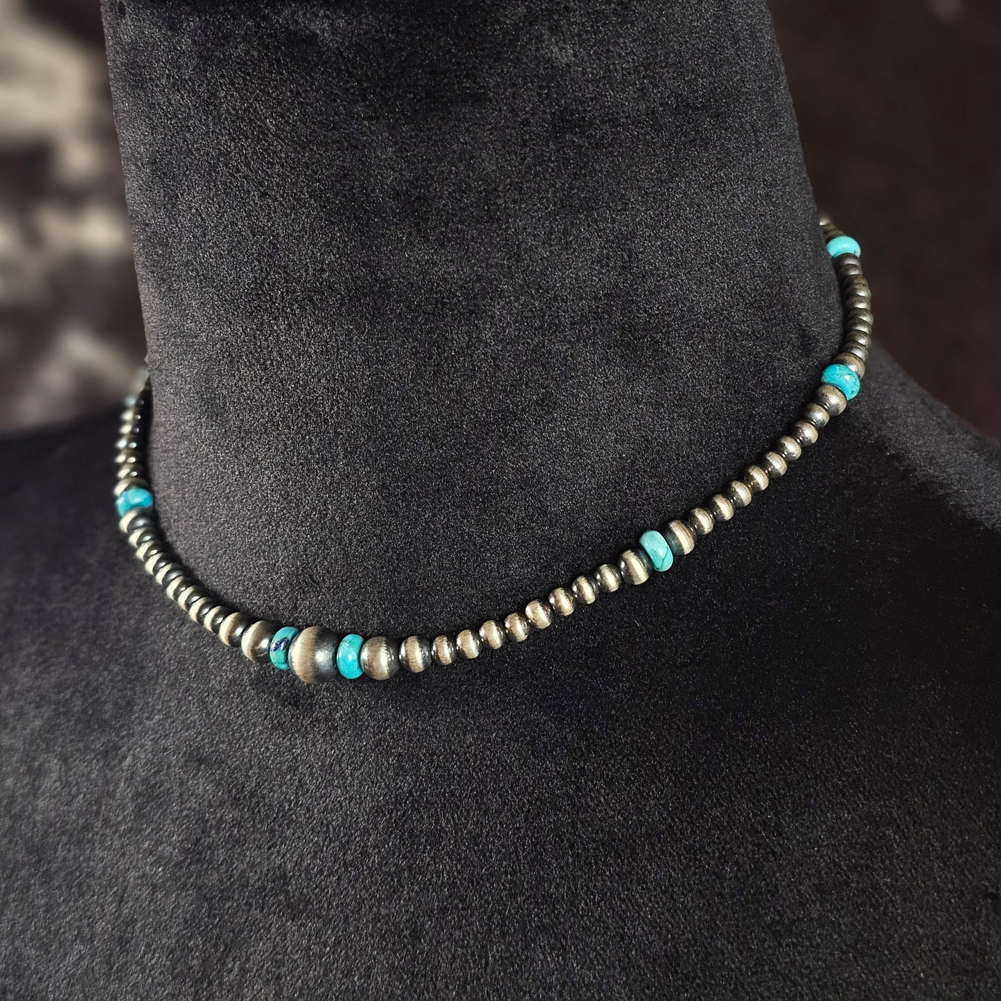 14in. Navajo Pearl Necklace w/ Kingman Turquoise