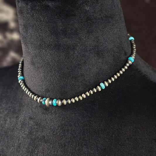14in. Navajo Pearl Necklace w/ Kingman Turquoise
