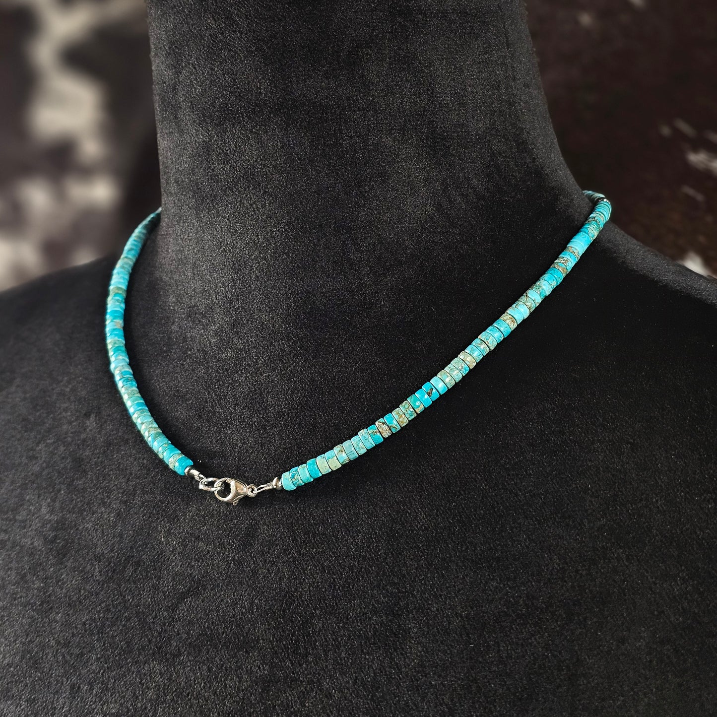 18in. Navajo Pearl Necklace w/ Kingman Turquoise Heishi Beads
