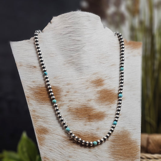Navajo Pearl Necklace w/ Kingman Turquoise - Various Styles