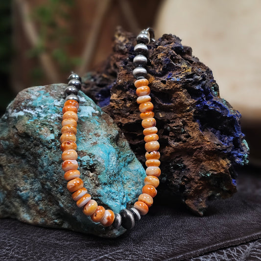 16in. Navajo Pearl Necklace w/ Spiny Oyster Heishi Beads