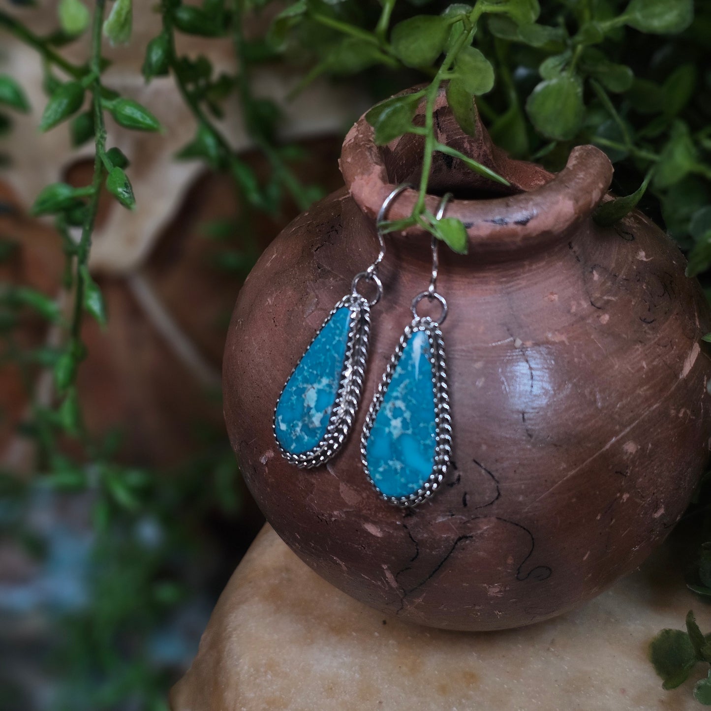 White Water Turquoise Earrings