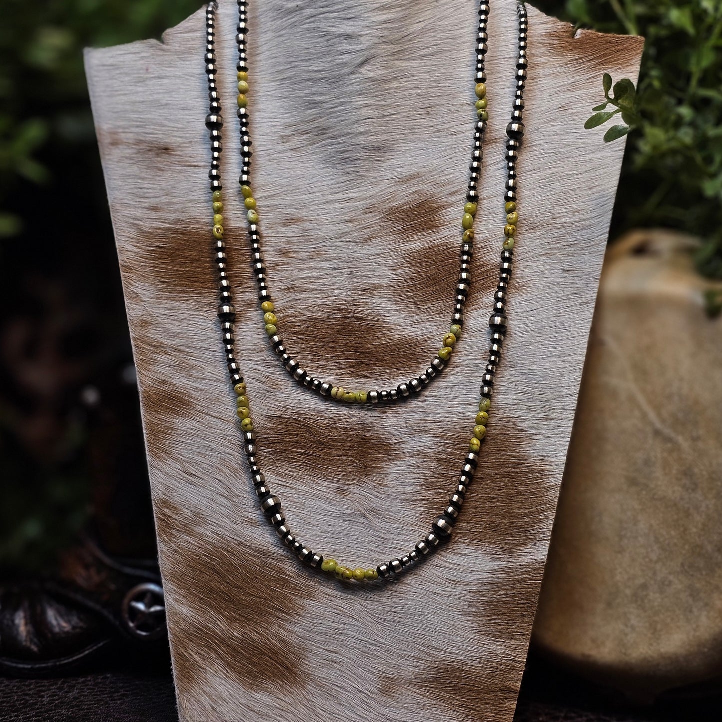 16in. Navajo Pearl Necklace w/ Palomino Turquoise