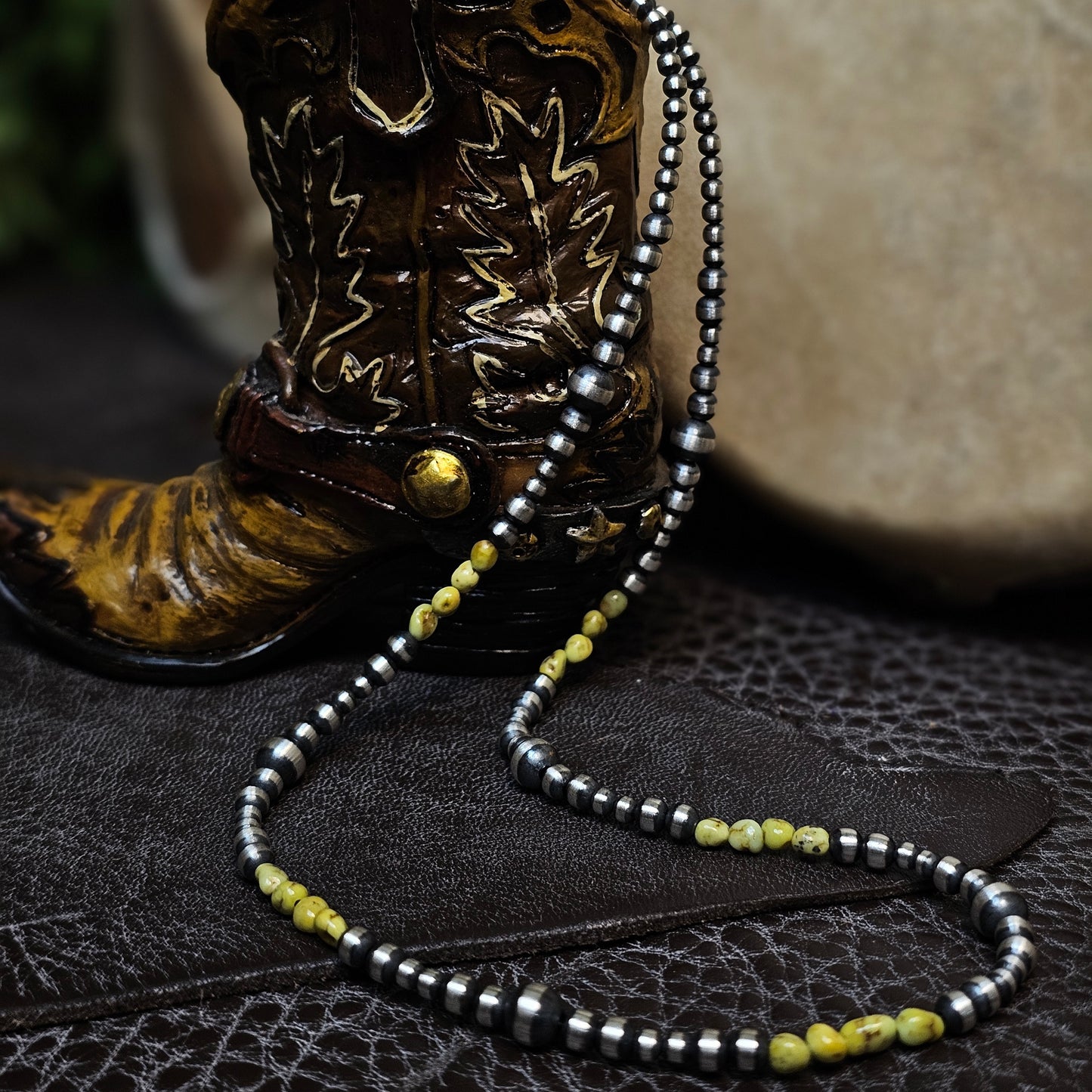 20in. Navajo Pearl Necklace w/ Palomino Turquoise