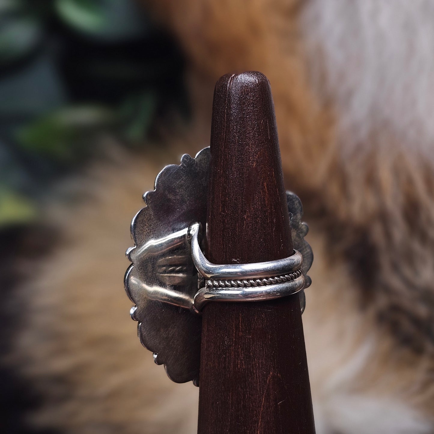 Adjustable Coral Ring w/ Sonoran Turquoise
