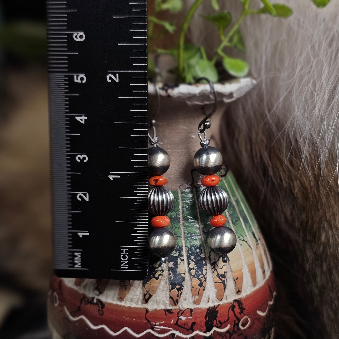 Navajo Pearl Earrings w/ Coral