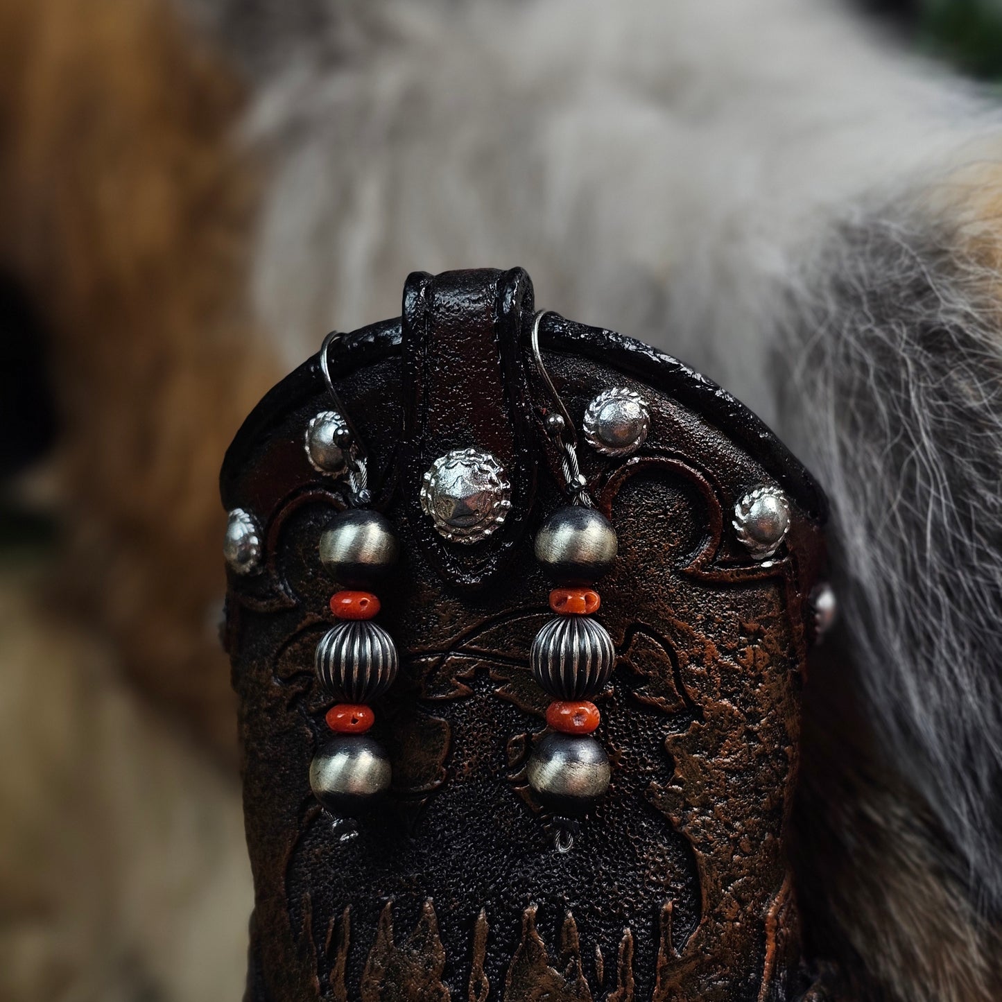Navajo Pearl Earrings w/ Coral