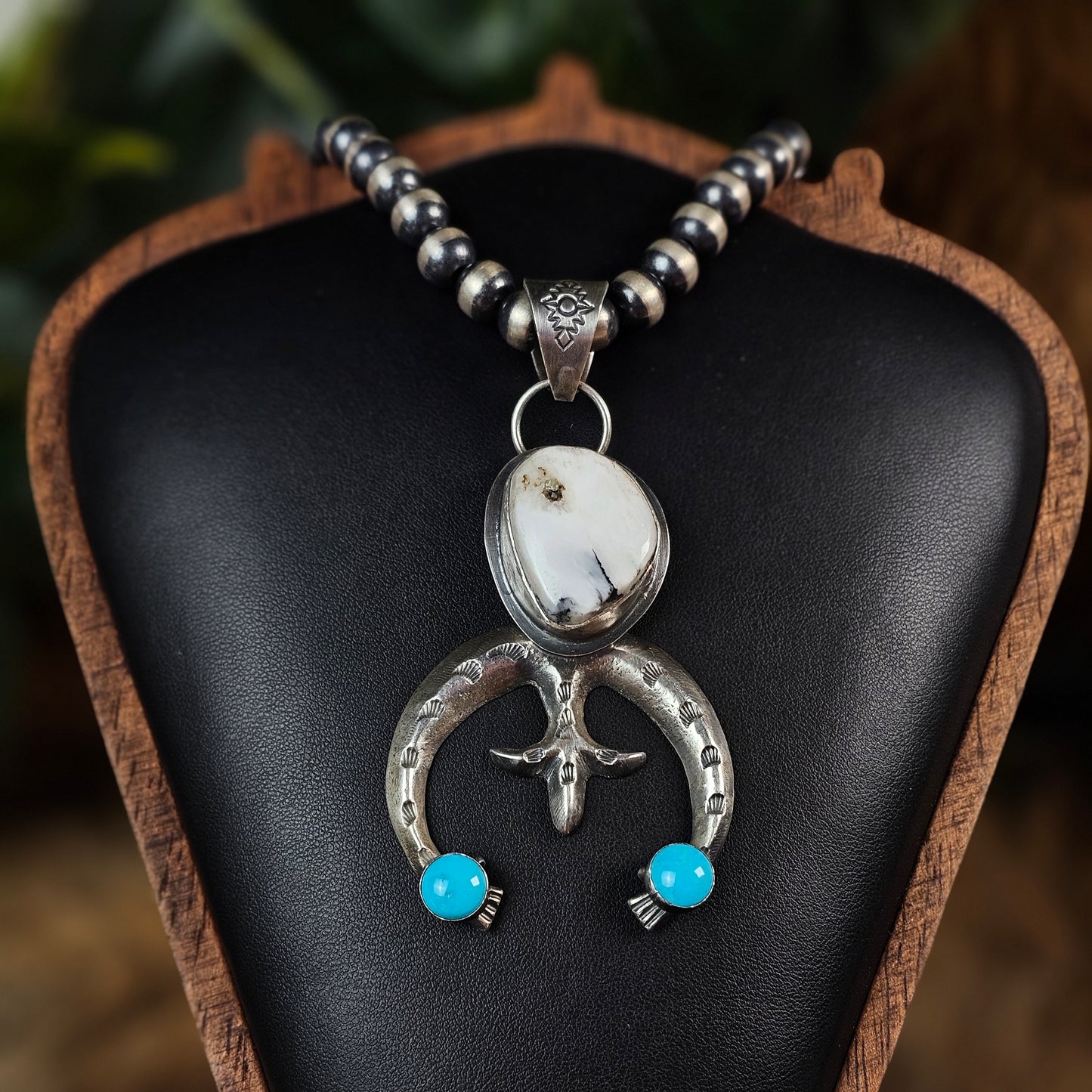 White Buffalo Necklace w/ Kingman Turquoise