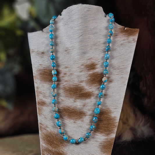 20in. Navajo Pearl Necklace w/ Kingman Turquoise