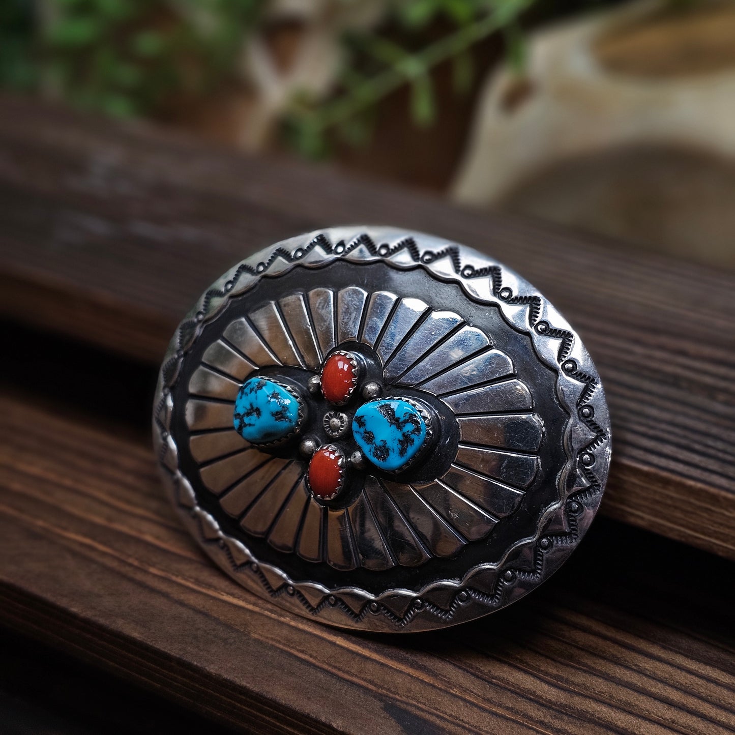 Sleeping Beauty Belt Buckle w/ Coral