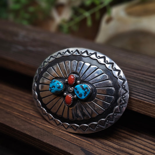 Sleeping Beauty Belt Buckle w/ Coral