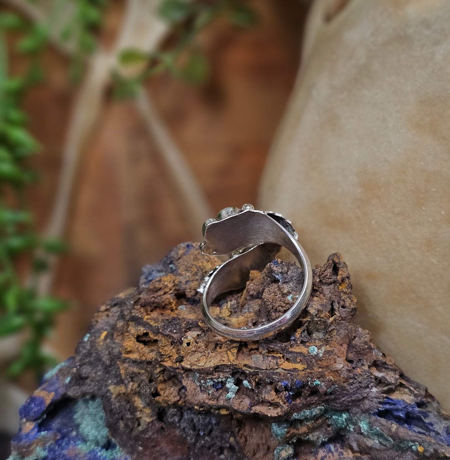 Adjustable Sleeping Beauty Turquoise Ring w/ Coral