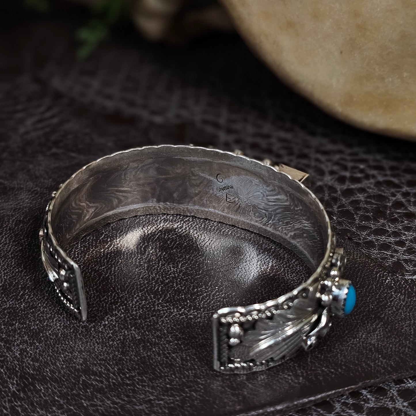 Bear Claw Bracelet w/ Coral and Kingman Turquoise