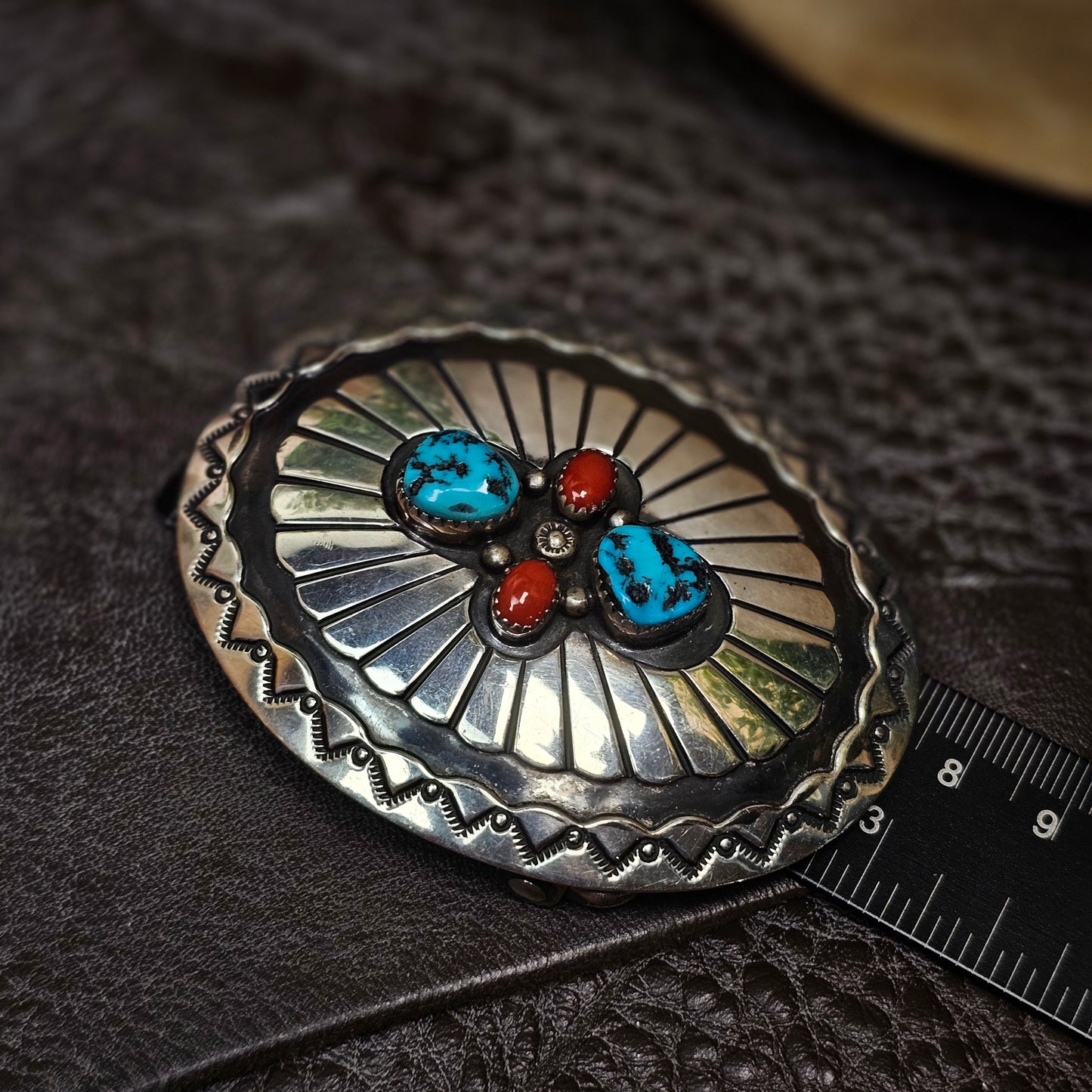 Sleeping Beauty Belt Buckle w/ Coral