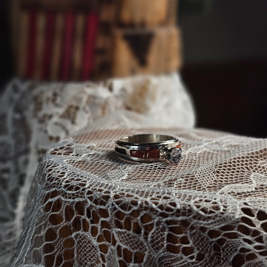 Coral Ring w/ Cubic Zirconia - Size 8.5