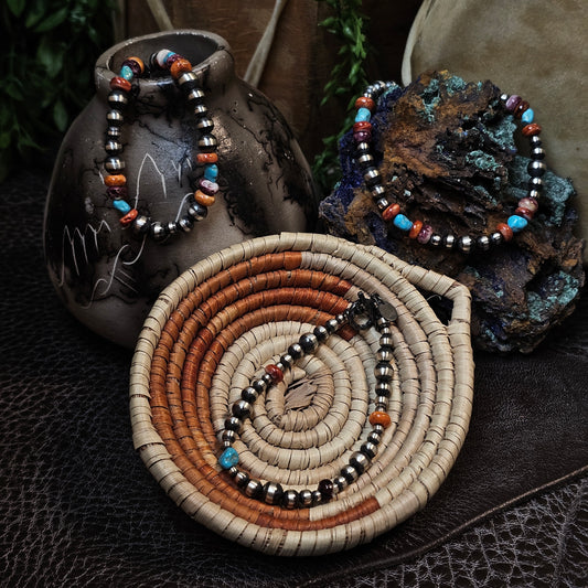 Navajo Pearl Bracelet w/ Kingman Turquoise and Spiny Oyster - Various Styles