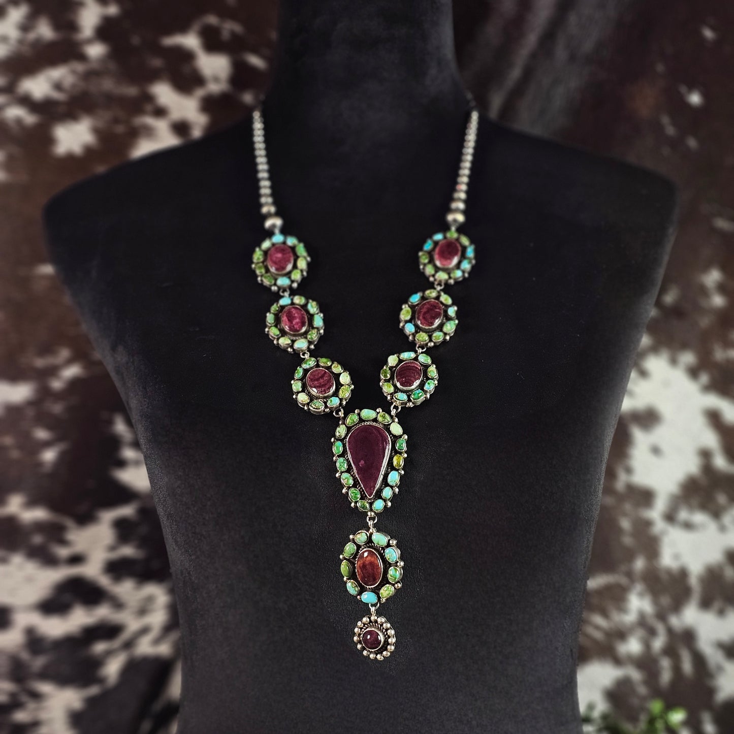 Spiny Oyster Necklace w/ Sierra Nevada Turquoise and Sonoran Turquoise