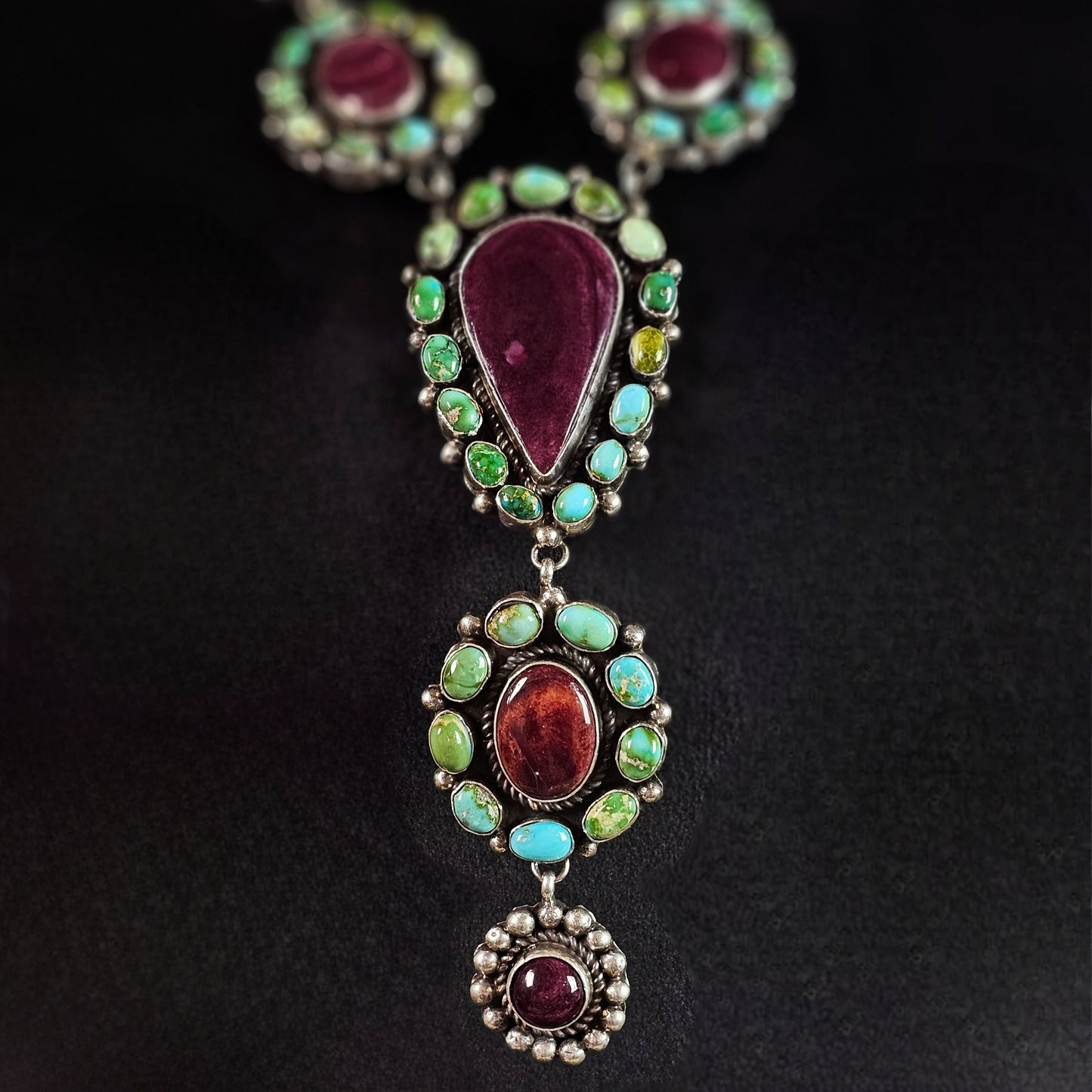 Spiny Oyster Necklace w/ Sierra Nevada Turquoise and Sonoran Turquoise