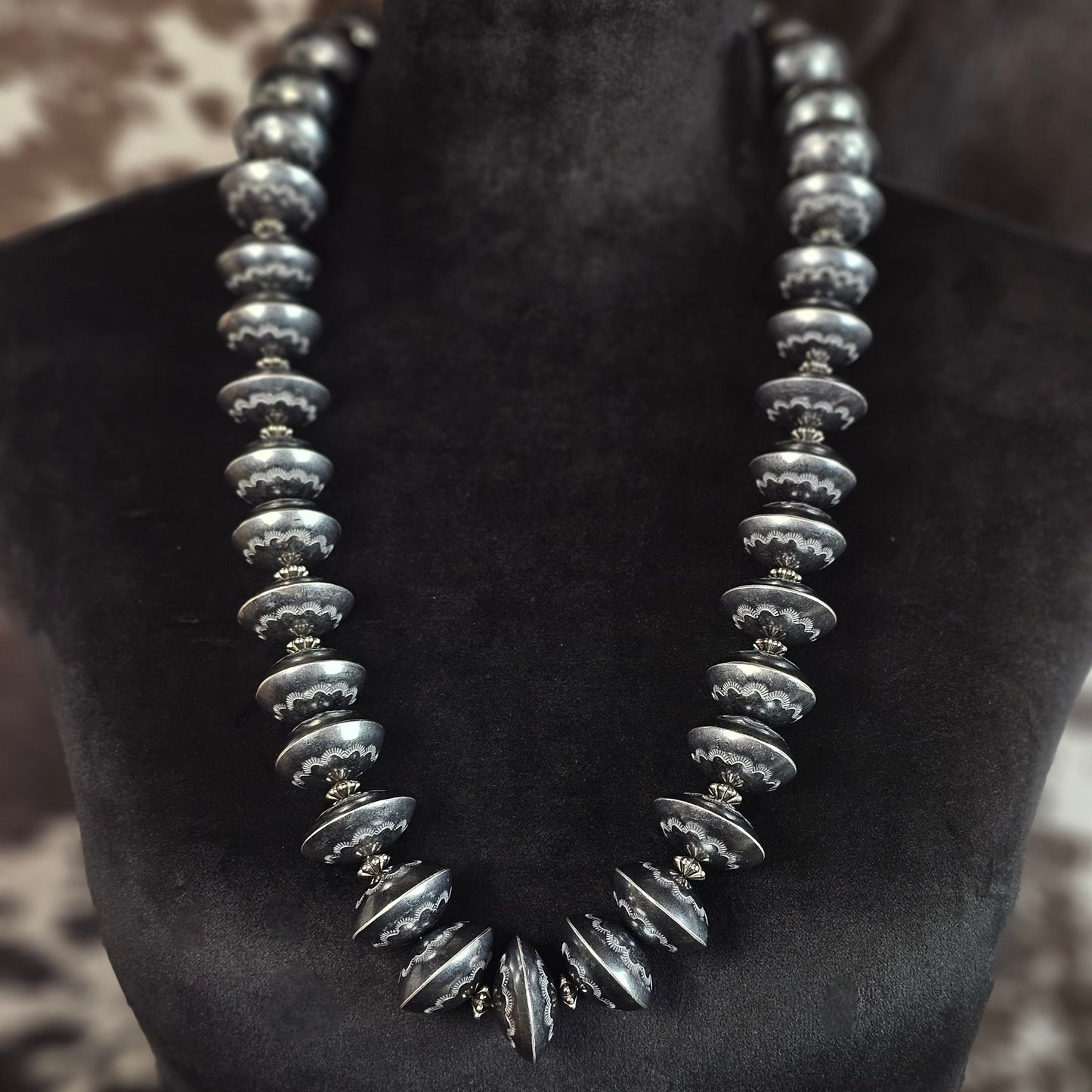 28in. Navajo Pearl Necklace w/ Handmade Bench Beads