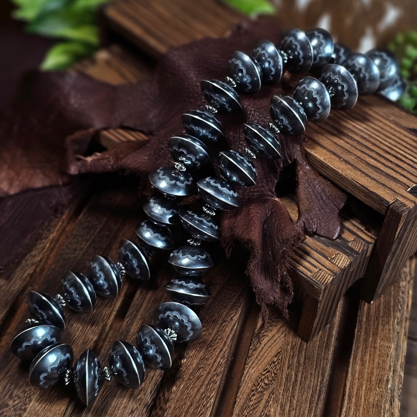 28in. Navajo Pearl Necklace w/ Handmade Bench Beads