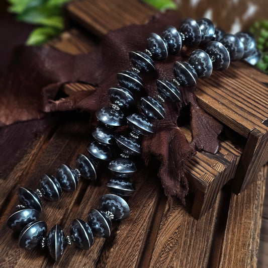28in. Navajo Pearl Necklace w/ Handmade Bench Beads