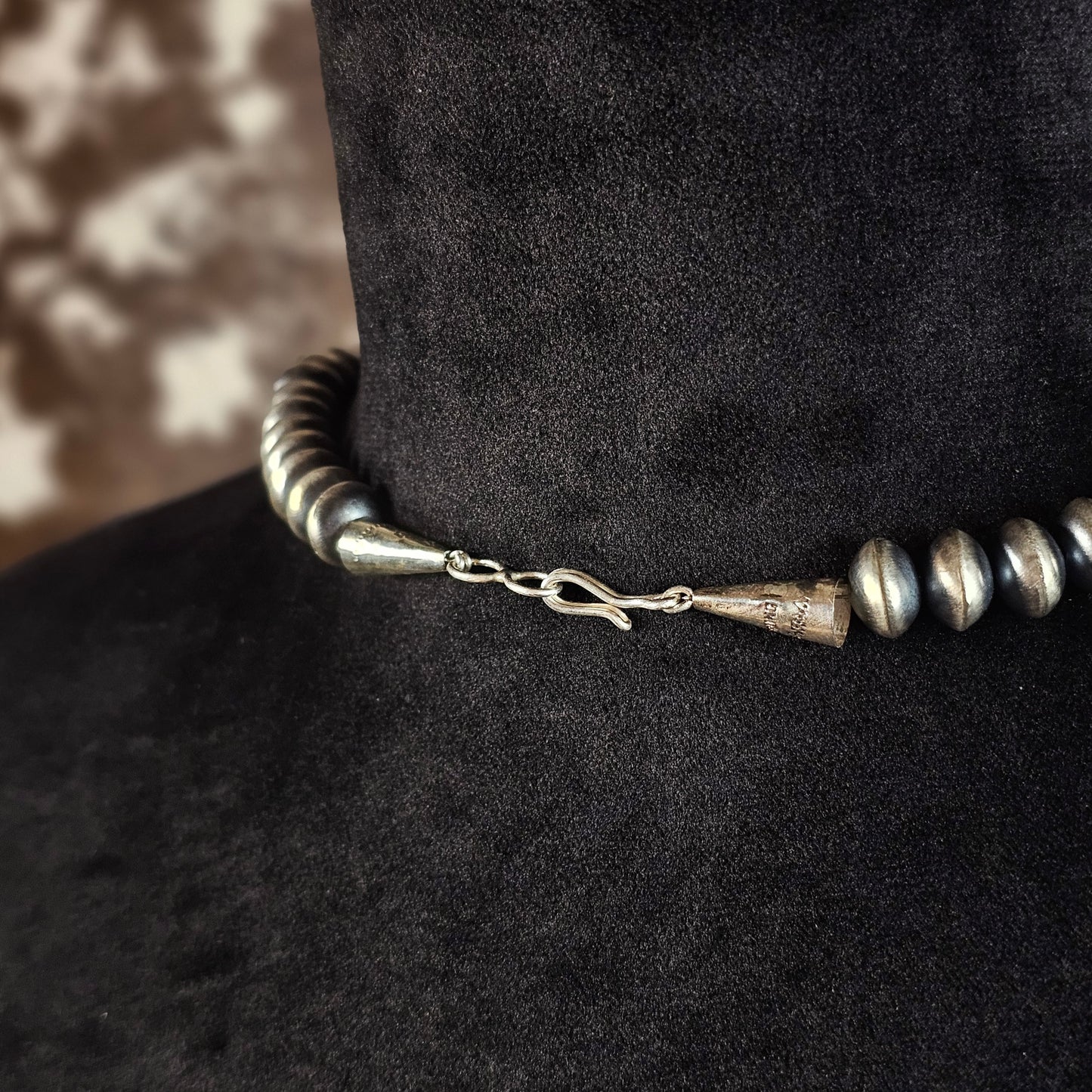 22in. Navajo Pearl Necklace w/ Handmade Bench Beads