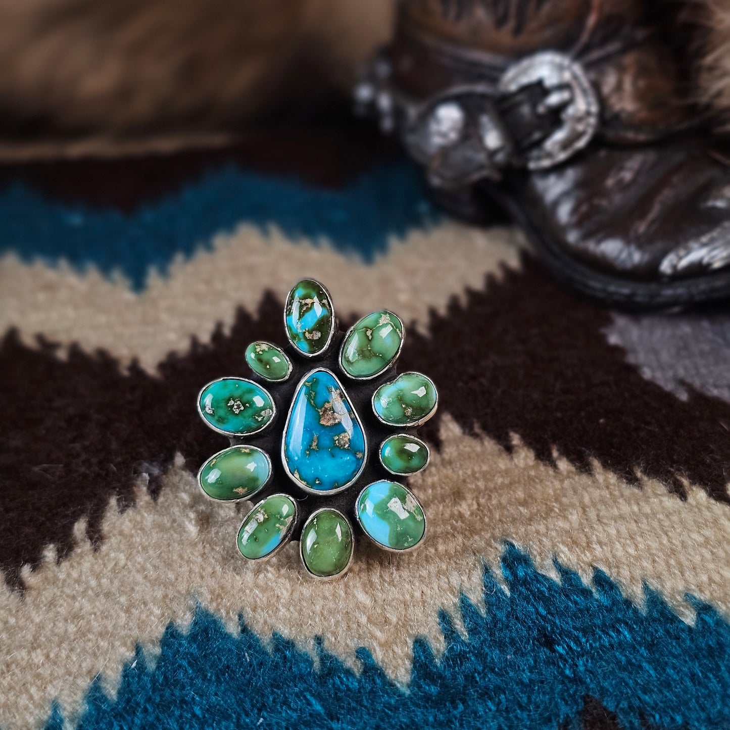 Sierra Nevada Turquoise Ring w/ Sonoran Turquoise - Size 7