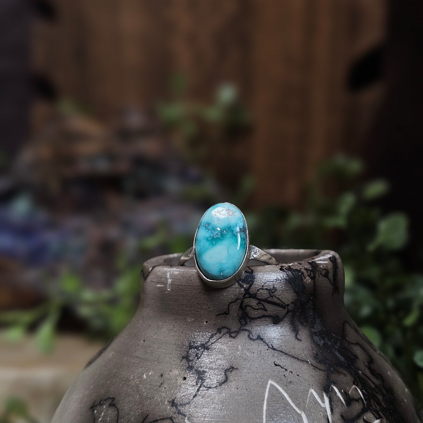White Water Turquoise Ring - Size 7.5