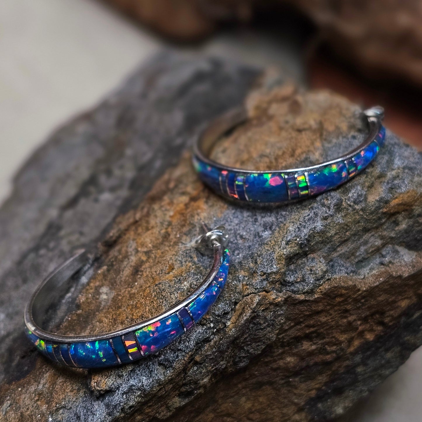 Zuni Earrings w/ Opal